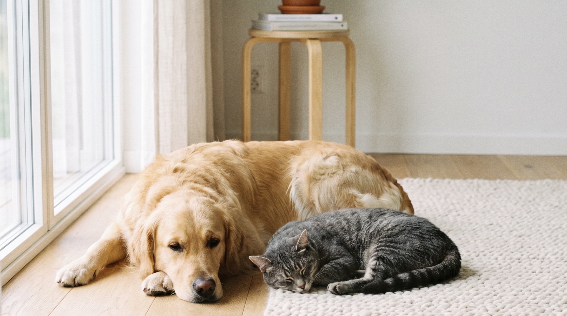 Hund och katt tillsammans på Petkollen